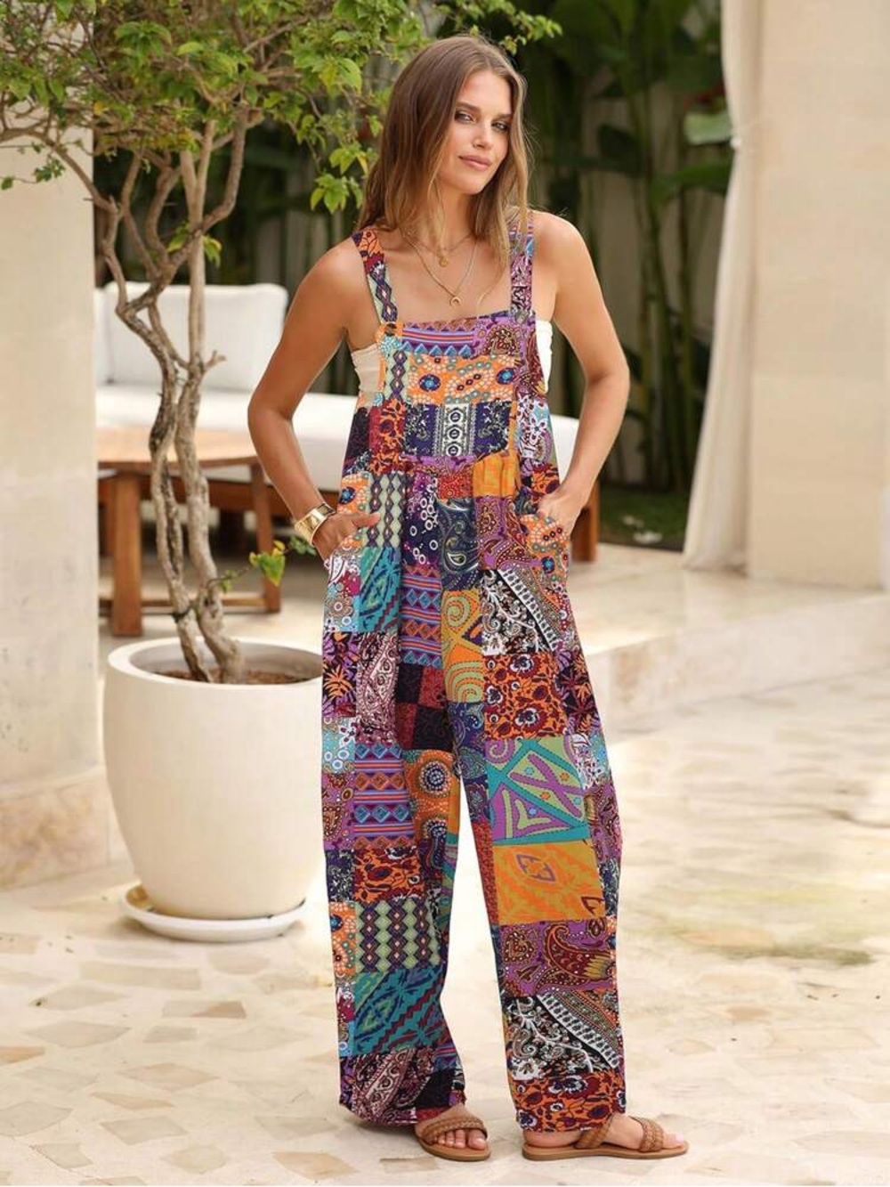 Patchwork overalls